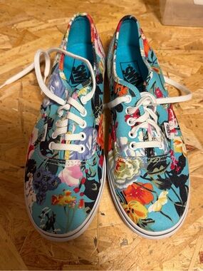 Vans Turquoise Floral Canvas Lace-Up Sneakers